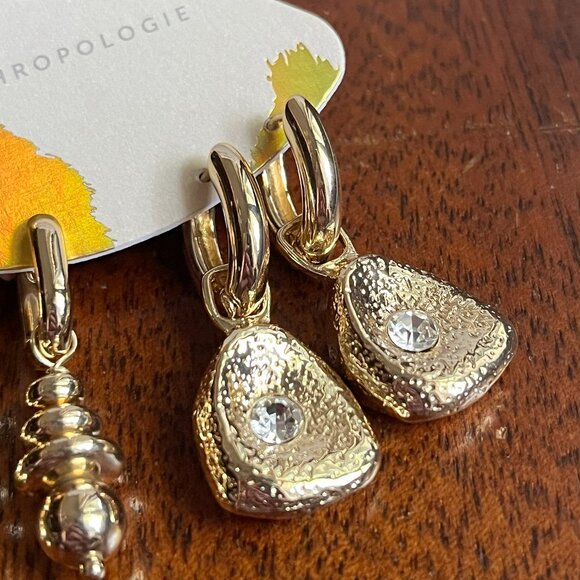 Anthropologie gold huggie charm earrings NWT - Picture 4 of 7